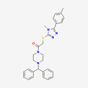 molecular formula C29H31N5OS B4215526 1-[4-(diphenylmethyl)piperazin-1-yl]-2-{[4-methyl-5-(4-methylphenyl)-4H-1,2,4-triazol-3-yl]sulfanyl}ethanone 