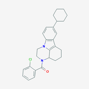 molecular formula C27H29ClN2O B421553 3-(2-chlorobenzoyl)-8-cyclohexyl-2,3,3a,4,5,6-hexahydro-1H-pyrazino[3,2,1-jk]carbazole CAS No. 331760-85-1