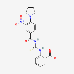 methyl 2-[({[3-nitro-4-(1-pyrrolidinyl)benzoyl]amino}carbonothioyl)amino]benzoate