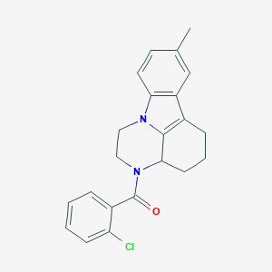 molecular formula C22H21ClN2O B421556 3-(2-chlorobenzoyl)-8-methyl-2,3,3a,4,5,6-hexahydro-1H-pyrazino[3,2,1-jk]carbazole 