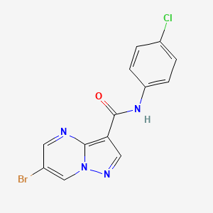 molecular formula C13H8BrClN4O B4215630 6-bromo-N-(4-chlorophenyl)pyrazolo[1,5-a]pyrimidine-3-carboxamide 