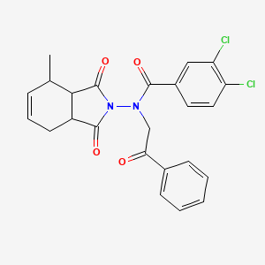 molecular formula C24H20Cl2N2O4 B4215651 3,4-dichloro-N-(4-methyl-1,3-dioxo-1,3,3a,4,7,7a-hexahydro-2H-isoindol-2-yl)-N-(2-oxo-2-phenylethyl)benzamide 