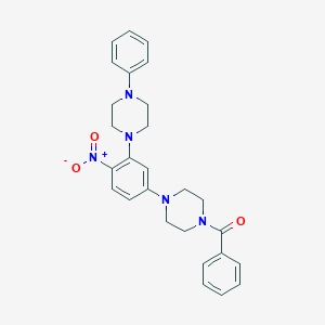 molecular formula C27H29N5O3 B4215691 1-benzoyl-4-[4-nitro-3-(4-phenyl-1-piperazinyl)phenyl]piperazine 