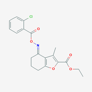 molecular formula C19H18ClNO5 B421574 Ethyl 4-{[(2-chlorobenzoyl)oxy]imino}-3-methyl-4,5,6,7-tetrahydro-1-benzofuran-2-carboxylate 