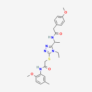 molecular formula C25H31N5O4S B4215759 2-{[4-ethyl-5-(1-{[(4-methoxyphenyl)acetyl]amino}ethyl)-4H-1,2,4-triazol-3-yl]sulfanyl}-N-(2-methoxy-5-methylphenyl)acetamide 