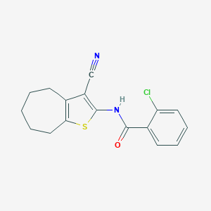 molecular formula C17H15ClN2OS B421576 2-chloro-N-(3-cyano-5,6,7,8-tetrahydro-4H-cyclohepta[b]thiophen-2-yl)benzamide CAS No. 331760-57-7
