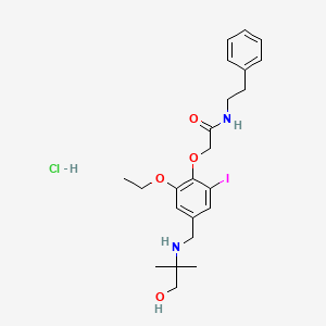 molecular formula C23H32ClIN2O4 B4215770 2-[2-ethoxy-4-[[(1-hydroxy-2-methylpropan-2-yl)amino]methyl]-6-iodophenoxy]-N-(2-phenylethyl)acetamide;hydrochloride 