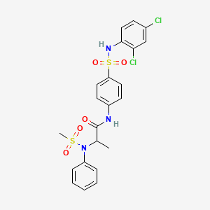 molecular formula C22H21Cl2N3O5S2 B4215791 N-{4-[(2,4-dichlorophenyl)sulfamoyl]phenyl}-N~2~-(methylsulfonyl)-N~2~-phenylalaninamide 