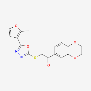 1-(2,3-dihydro-1,4-benzodioxin-6-yl)-2-{[5-(2-methylfuran-3-yl)-1,3,4-oxadiazol-2-yl]sulfanyl}ethan-1-one