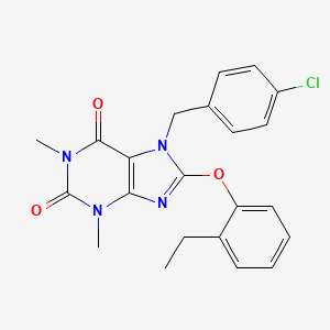 molecular formula C22H21ClN4O3 B4215817 7-(4-chlorobenzyl)-8-(2-ethylphenoxy)-1,3-dimethyl-3,7-dihydro-1H-purine-2,6-dione 