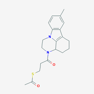 molecular formula C20H24N2O2S B421582 S-[3-(8-methyl-1,2,3a,4,5,6-hexahydro-3H-pyrazino[3,2,1-jk]carbazol-3-yl)-3-oxopropyl] ethanethioate 