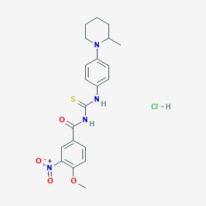 molecular formula C21H25ClN4O4S B4215845 4-methoxy-N-[[4-(2-methylpiperidin-1-yl)phenyl]carbamothioyl]-3-nitrobenzamide;hydrochloride 