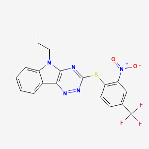 molecular formula C19H12F3N5O2S B4215874 3-{[2-nitro-4-(trifluoromethyl)phenyl]sulfanyl}-5-(prop-2-en-1-yl)-5H-[1,2,4]triazino[5,6-b]indole 