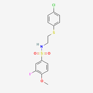 molecular formula C15H15ClINO3S2 B4215884 N-{2-[(4-chlorophenyl)thio]ethyl}-3-iodo-4-methoxybenzenesulfonamide 