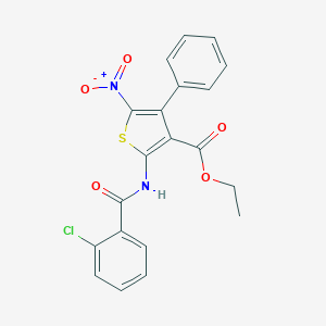 molecular formula C20H15ClN2O5S B421589 Ethyl 2-[(2-chlorobenzoyl)amino]-5-nitro-4-phenylthiophene-3-carboxylate 