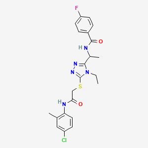 N-[1-[5-[2-(4-chloro-2-methylanilino)-2-oxoethyl]sulfanyl-4-ethyl-1,2,4-triazol-3-yl]ethyl]-4-fluorobenzamide