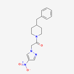 molecular formula C17H20N4O3 B4216016 4-benzyl-1-[(4-nitro-1H-pyrazol-1-yl)acetyl]piperidine 