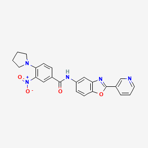 molecular formula C23H19N5O4 B4216018 3-nitro-N-[2-(pyridin-3-yl)-1,3-benzoxazol-5-yl]-4-(pyrrolidin-1-yl)benzamide 