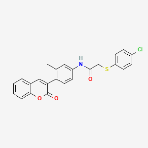 2-[(4-chlorophenyl)thio]-N-[3-methyl-4-(2-oxo-2H-chromen-3-yl)phenyl]acetamide