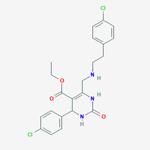 molecular formula C22H23Cl2N3O3 B4216040 ETHYL 6-{[(4-CHLOROPHENETHYL)AMINO]METHYL}-4-(4-CHLOROPHENYL)-2-OXO-1,2,3,4-TETRAHYDRO-5-PYRIMIDINECARBOXYLATE 