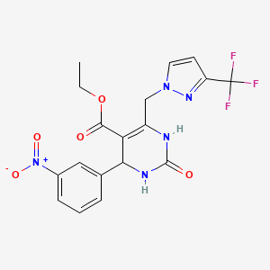 ethyl 4-(3-nitrophenyl)-2-oxo-6-{[3-(trifluoromethyl)-1H-pyrazol-1-yl]methyl}-1,2,3,4-tetrahydro-5-pyrimidinecarboxylate