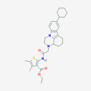 Ethyl 2-[[2-(12-cyclohexyl-1,4-diazatetracyclo[7.6.1.05,16.010,15]hexadeca-9(16),10(15),11,13-tetraen-4-yl)acetyl]amino]-4,5-dimethylthiophene-3-carboxylate
