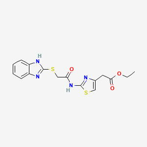 molecular formula C16H16N4O3S2 B4216135 ethyl (2-{[(1H-benzimidazol-2-ylsulfanyl)acetyl]amino}-1,3-thiazol-4-yl)acetate 