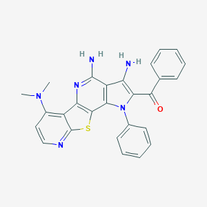 [5,7-Diamino-11-(dimethylamino)-3-phenyl-16-thia-3,8,14-triazatetracyclo[7.7.0.02,6.010,15]hexadeca-1(9),2(6),4,7,10,12,14-heptaen-4-yl]-phenylmethanone