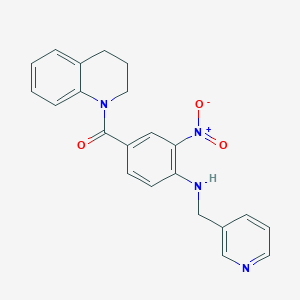 molecular formula C22H20N4O3 B4216204 3,4-dihydro-2H-quinolin-1-yl-[3-nitro-4-(pyridin-3-ylmethylamino)phenyl]methanone 