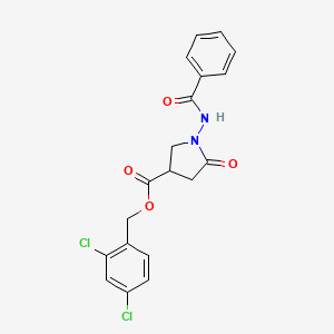 molecular formula C19H16Cl2N2O4 B4216215 (2,4-dichlorophenyl)methyl 1-benzamido-5-oxopyrrolidine-3-carboxylate 