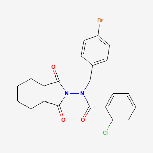 N-[(4-bromophenyl)methyl]-2-chloro-N-(1,3-dioxo-3a,4,5,6,7,7a-hexahydroisoindol-2-yl)benzamide