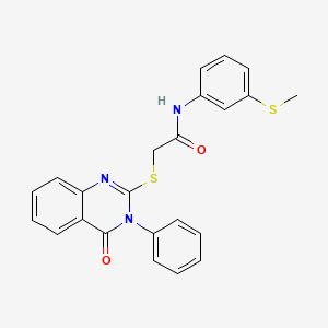 molecular formula C23H19N3O2S2 B4216269 N-[3-(methylthio)phenyl]-2-[(4-oxo-3-phenyl-3,4-dihydro-2-quinazolinyl)thio]acetamide 