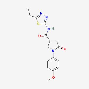 molecular formula C16H18N4O3S B4216293 N-(5-ethyl-1,3,4-thiadiazol-2-yl)-1-(4-methoxyphenyl)-5-oxopyrrolidine-3-carboxamide 