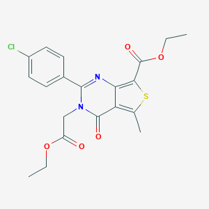 molecular formula C20H19ClN2O5S B421632 2-(4-Chlorophenyl)-7-ethoxycarbonyl-3-[(ethoxycarbonyl)methyl]-5-methyl-3,4-dihydrothieno[3,4-d]pyrimidin-4-one 