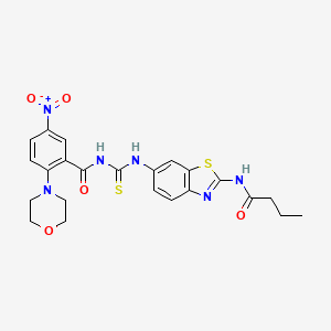 molecular formula C23H24N6O5S2 B4216373 N-({[2-(butyrylamino)-1,3-benzothiazol-6-yl]amino}carbonothioyl)-2-(4-morpholinyl)-5-nitrobenzamide 