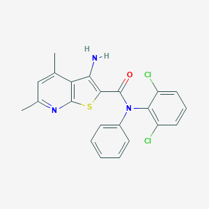 molecular formula C22H17Cl2N3OS B421639 3-amino-N-(2,6-dichlorophenyl)-4,6-dimethyl-N-phenylthieno[2,3-b]pyridine-2-carboxamide CAS No. 371131-34-9