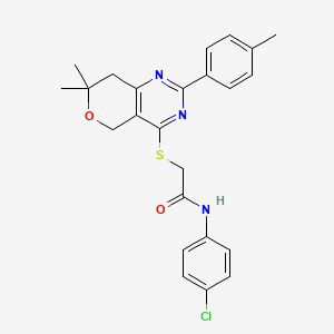 molecular formula C24H24ClN3O2S B4216391 N-(4-CHLOROPHENYL)-2-{[7,7-DIMETHYL-2-(4-METHYLPHENYL)-5H,7H,8H-PYRANO[4,3-D]PYRIMIDIN-4-YL]SULFANYL}ACETAMIDE 