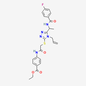 molecular formula C25H26FN5O4S B4216396 Ethyl 4-[[2-[[5-[1-[(4-fluorobenzoyl)amino]ethyl]-4-prop-2-enyl-1,2,4-triazol-3-yl]sulfanyl]acetyl]amino]benzoate 