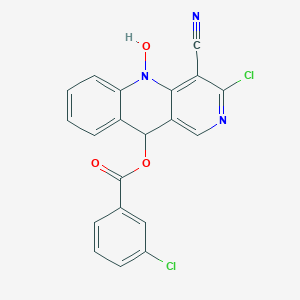 molecular formula C20H11Cl2N3O3 B421641 3-Chloro-4-cyano-5-hydroxy-5,10-dihydrobenzo[b][1,6]naphthyridin-10-yl 3-chlorobenzoate 