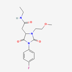 molecular formula C16H20FN3O4 B4216446 N-ethyl-2-[1-(4-fluorophenyl)-3-(2-methoxyethyl)-2,5-dioxo-4-imidazolidinyl]acetamide 