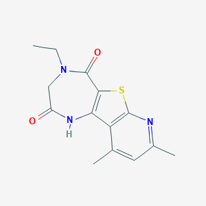 molecular formula C14H15N3O2S B421645 4-ethyl-8,10-dimethyl-3,4-dihydro-1H-pyrido[3',2':4,5]thieno[3,2-e][1,4]diazepine-2,5-dione CAS No. 664347-92-6