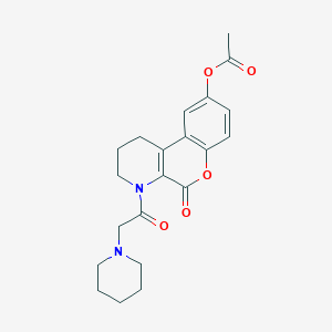 molecular formula C21H24N2O5 B421646 5-oxo-4-(1-piperidinylacetyl)-1,3,4,5-tetrahydro-2H-chromeno[3,4-b]pyridin-9-yl acetate 