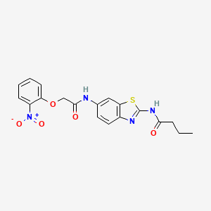 molecular formula C19H18N4O5S B4216467 N-(6-{[2-(2-nitrophenoxy)acetyl]amino}-1,3-benzothiazol-2-yl)butanamide 