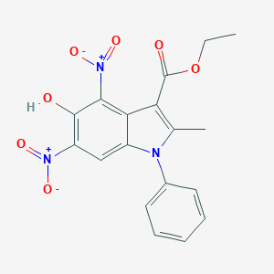 molecular formula C18H15N3O7 B421648 ethyl 5-hydroxy-4,6-bisnitro-2-methyl-1-phenyl-1H-indole-3-carboxylate 
