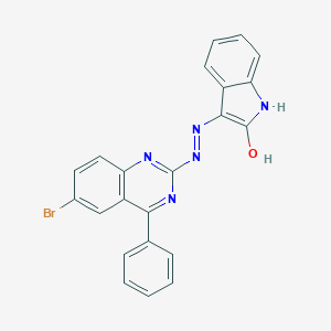 molecular formula C22H14BrN5O B421652 (3E)-3-[(2Z)-(6-bromo-4-phenylquinazolin-2(1H)-ylidene)hydrazinylidene]-1,3-dihydro-2H-indol-2-one 