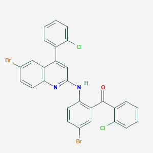 molecular formula C28H16Br2Cl2N2O B421655 (5-Bromo-2-{[6-bromo-4-(2-chlorophenyl)-2-quinolinyl]amino}phenyl)(2-chlorophenyl)methanone 