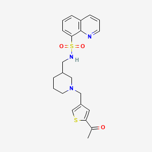 molecular formula C22H25N3O3S2 B4216558 N-[[1-[(5-acetylthiophen-3-yl)methyl]piperidin-3-yl]methyl]quinoline-8-sulfonamide 