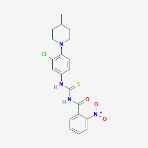 molecular formula C20H21ClN4O3S B4216559 N-({[3-chloro-4-(4-methyl-1-piperidinyl)phenyl]amino}carbonothioyl)-2-nitrobenzamide 