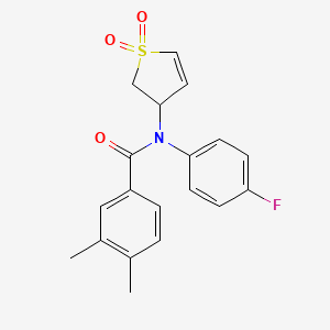 molecular formula C19H18FNO3S B4216584 N-(1,1-Dioxido-2,3-dihydro-3-thiophenyl)-N-(4-fluorophenyl)-3,4-dimethylbenzamide 