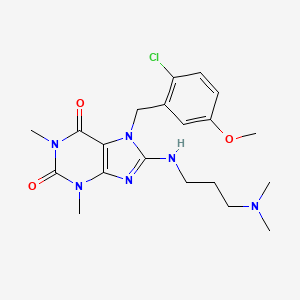 molecular formula C20H27ClN6O3 B4216594 7-[(2-CHLORO-5-METHOXYPHENYL)METHYL]-8-{[3-(DIMETHYLAMINO)PROPYL]AMINO}-1,3-DIMETHYL-2,3,6,7-TETRAHYDRO-1H-PURINE-2,6-DIONE 